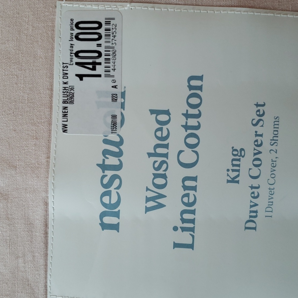 ❤️B2G1 FREE Nestwell® Washed Linen Cotton 3-Piece King Duvet Cover Set,Blush - Picture 10 of 10